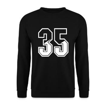 35 years jersey number 35 T-shirt number 35 - Unisex Sweatshirt - black - Front - Alina (178cm) & Michal (187cm)