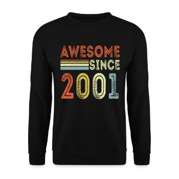 Awesome since 2001 retro t-shirt 2001 - Unisex Pullover - Schwarz - Vorne - Alina (178cm) & Michal (187cm)