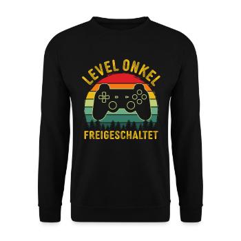 Level onkel freigeschaltet onkel gamer zocker - Unisex Pullover - Schwarz - Vorne - Alina (178cm) & Michal (187cm)