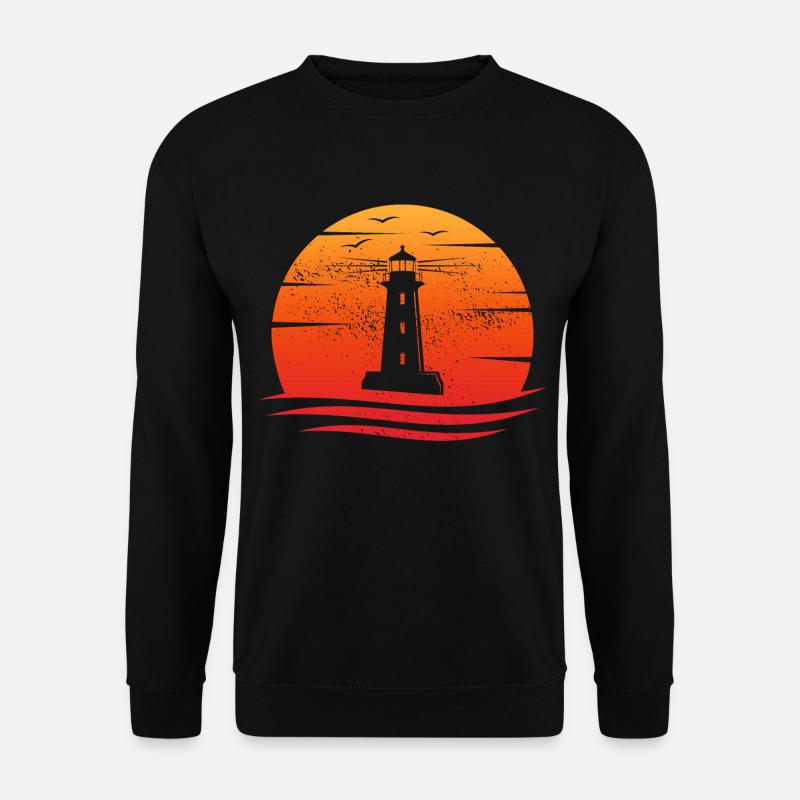 Leuchtturm retro küste ostsee nordsee küste - Unisex Pullover - Schwarz