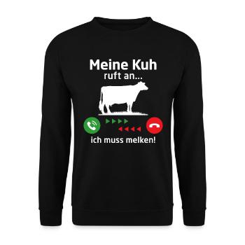 Meine kuh ruft an ich muss melken - Unisex Pullover - Schwarz - Vorne - Alina (178cm) & Michal (187cm)