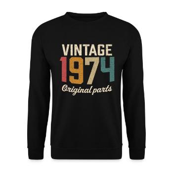 Vintage 1974 pièces originales t-shirt rétro 1974 - Sweat-shirt Unisexe - noir - Devant - Alina (178cm) & Michal (187cm)