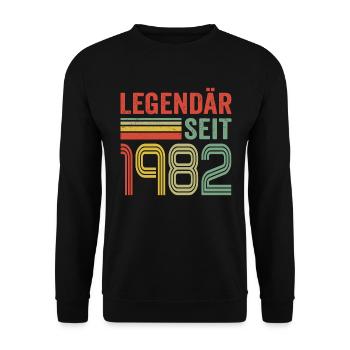 Legendär seit 1982 jahrgang 1982 - Unisex Pullover - Schwarz - Vorne - Alina (178cm) & Michal (187cm)
