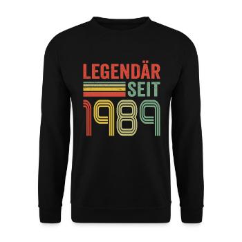 Legendär seit 1989 jahrgang 1989 - Unisex Pullover - Schwarz - Vorne - Alina (178cm) & Michal (187cm)