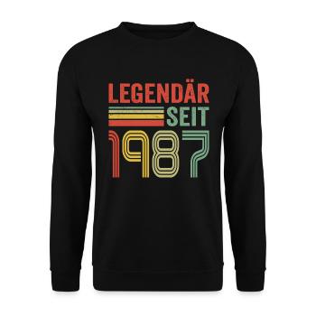 Legendär seit 1987 jahrgang 1987 - Unisex Pullover - Schwarz - Vorne - Alina (178cm) & Michal (187cm)