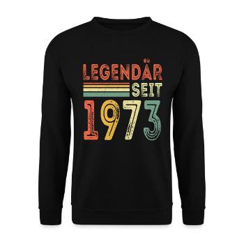Legendär seit 1973 jahrgang 1973 - Unisex Pullover - Schwarz - Vorne - Alina (178cm) & Michal (187cm)