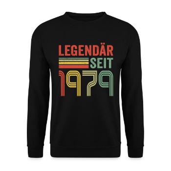 Legendär seit 1979 jahrgang 1979 - Unisex Pullover - Schwarz - Vorne - Alina (178cm) & Michal (187cm)