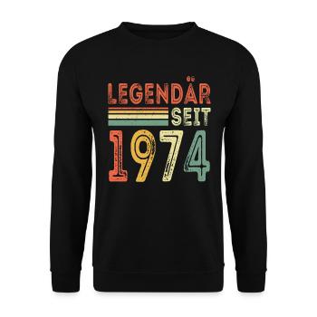 Legendär seit 1974 jahrgang 1974 - Unisex Pullover - Schwarz - Vorne - Alina (178cm) & Michal (187cm)