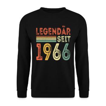Legendär seit 1966 jahrgang 1966 - Unisex Pullover - Schwarz - Vorne - Alina (178cm) & Michal (187cm)