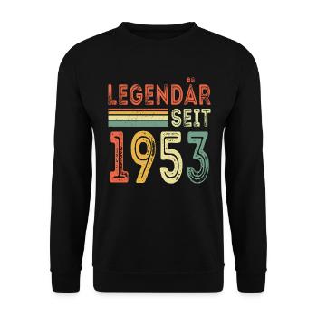 Legendär seit 1953 jahrgang 1953 - Unisex Pullover - Schwarz - Vorne - Alina (178cm) & Michal (187cm)
