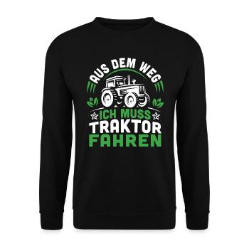 Kinder Aus dem Weg ich muss Traktor fahren - Unisex Pullover - Schwarz - Vorne - Alina (178cm) & Michal (187cm)