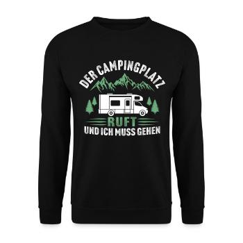 Der campingplatz ruft und ich muss gehen - Unisex Pullover - Schwarz - Vorne - Alina (178cm) & Michal (187cm)