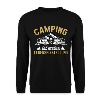 Camping ist meine lebenseinstellung wohnmobil - Unisex Pullover - Schwarz - Vorne - Alina (178cm) & Michal (187cm)