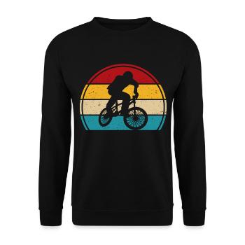 BMX Fahrer Retro BMX Fahrrad Geschenk - Unisex Pullover - Schwarz - Vorne - Alina (178cm) & Michal (187cm)