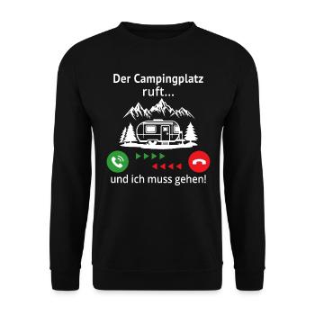 Der Campingplatz ruft und ich muss gehen - Unisex Pullover - Schwarz - Vorne - Alina (178cm) & Michal (187cm)