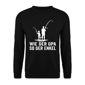 Angeln wie der opa so der enkel angler - Unisex Pullover - Schwarz - Vorne - Alina (178cm) & Michal (187cm)