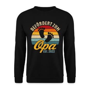 Befördert zum Opa 2022 Großvater seit 2022 - Unisex Pullover - Schwarz - Vorne - Alina (178cm) & Michal (187cm)