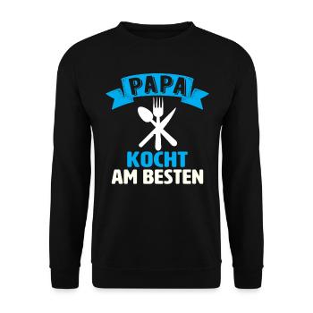 Papa Kocht Am Besten - Unisex Pullover - Schwarz - Vorne - Alina (178cm) & Michal (187cm)