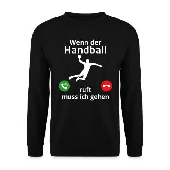 wenn der handball ruft muss ich gehen - Unisex Pullover - Schwarz - Vorne - Alina (178cm) & Michal (187cm)