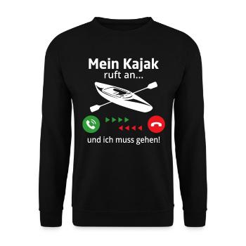 Mein Kajak ruft an und ich muss gehen Kayak - Unisex Pullover - Schwarz - Vorne - Alina (178cm) & Michal (187cm)