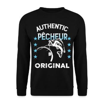 Pêcheur authentic Cadeau Papa - Sweat-shirt Unisexe - noir - Devant - Alina (178cm) & Michal (187cm)