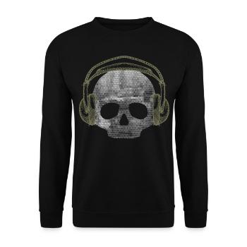 DJ Skull Headphones Retro Vintage Rock Music - Unisex Sweatshirt - black - Front - Alina (178cm) & Michal (187cm)