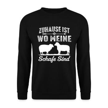 Zuhause Ist Wo Meine Schafe Sind Geschenk Schäfer - Unisex Pullover - Schwarz - Vorne - Alina (178cm) & Michal (187cm)