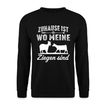 Zuhause ist wo meine ziegen sind - Unisex Pullover - Schwarz - Vorne - Alina (178cm) & Michal (187cm)
