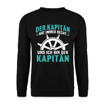 Kapitän boot t-shirt bootskapitän seemann geschenk - Unisex Pullover - Schwarz - Vorne - Alina (178cm) & Michal (187cm)