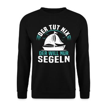 der tut nix der will nur segeln t-shirt segler - Unisex Pullover - Schwarz - Vorne - Alina (178cm) & Michal (187cm)