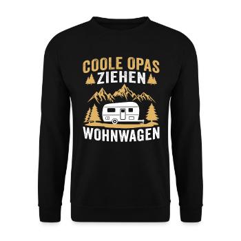 Coole opas ziehen wohnwagen rentner camping - Unisex Pullover - Schwarz - Vorne - Alina (178cm) & Michal (187cm)