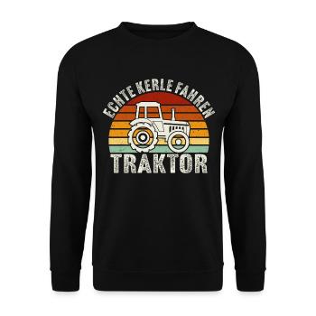 echte kerle fahren traktor geschenk bauer landwirt - Unisex Pullover - Schwarz - Vorne - Alina (178cm) & Michal (187cm)