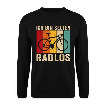 ich bin selten radlos fahrradfahrer fahrrad - Unisex Pullover - Schwarz - Vorne - Alina (178cm) & Michal (187cm)