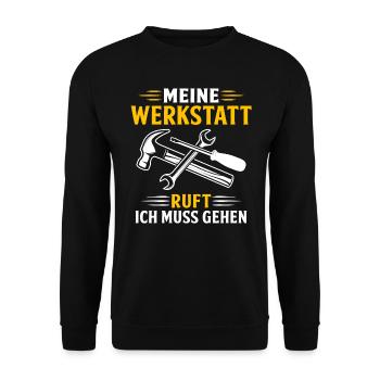 KFZ mechaniker meine werkstatt ruft ich muss gehen - Unisex Pullover - Schwarz - Vorne - Alina (178cm) & Michal (187cm)