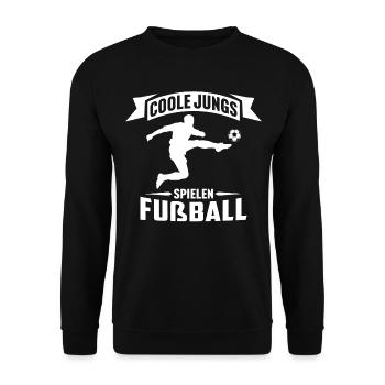 coole jungs spielen fußball fußballer kinder - Unisex Pullover - Schwarz - Vorne - Alina (178cm) & Michal (187cm)