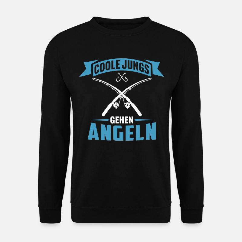 coole jungs gehen angeln angler fischer kinder - Unisex Pullover - Schwarz