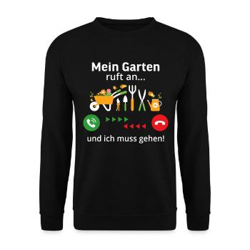 Mein garten ruft an ich muss gehen - Unisex Pullover - Schwarz - Vorne - Alina (178cm) & Michal (187cm)