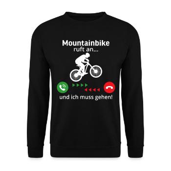Mountainbike ruft an und ich muss gehen - Unisex Pullover - Schwarz - Vorne - Alina (178cm) & Michal (187cm)