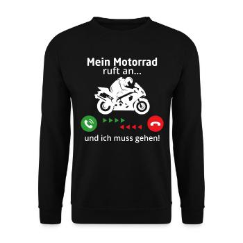 Mein motorrad ruft an ich muss gehen - Unisex Pullover - Schwarz - Vorne - Alina (178cm) & Michal (187cm)
