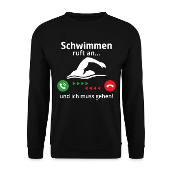 Schwimmen ruft an und ich muss gehen - Unisex Pullover - Schwarz - Vorne - Alina (178cm) & Michal (187cm)