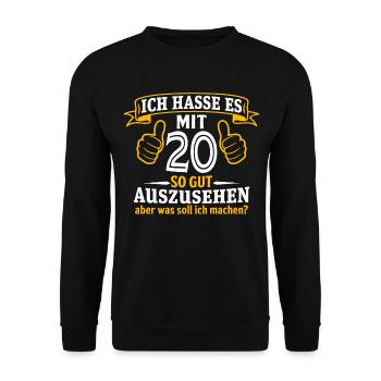 20 Jahre Geschenk 20. Geburtstag Lustig Geschenk - Unisex Pullover - Schwarz - Vorne - Alina (178cm) & Michal (187cm)
