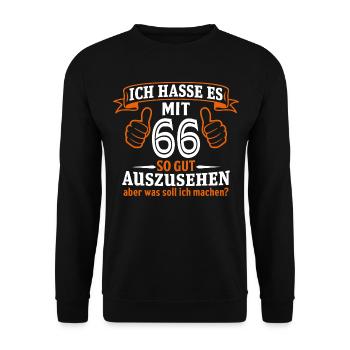 66 Jahre Geschenk 66. Geburtstag Lustig Geschenk - Unisex Pullover - Schwarz - Vorne - Alina (178cm) & Michal (187cm)