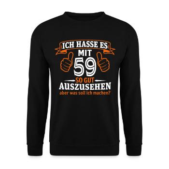 59 Jahre Geschenk 59. Geburtstag Lustig Geschenk - Unisex Pullover - Schwarz - Vorne - Alina (178cm) & Michal (187cm)