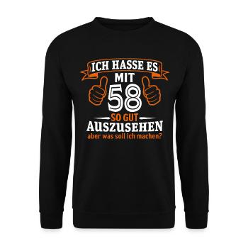 58 Jahre Geschenk 58. Geburtstag Lustig Geschenk - Unisex Pullover - Schwarz - Vorne - Alina (178cm) & Michal (187cm)