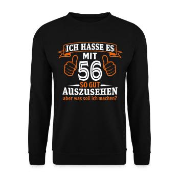 56 Jahre Geschenk 56. Geburtstag Lustig Geschenk - Unisex Pullover - Schwarz - Vorne - Alina (178cm) & Michal (187cm)