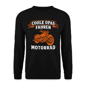 Coole opas fahren motorrad opa biker - Unisex Pullover - Schwarz - Vorne - Alina (178cm) & Michal (187cm)