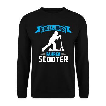 Coole jungs fahren scooter roller tretroller - Unisex Pullover - Schwarz - Vorne - Alina (178cm) & Michal (187cm)