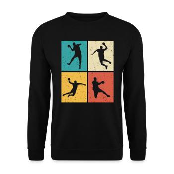 Handballer retro handball handballerin - Unisex Pullover - Schwarz - Vorne - Alina (178cm) & Michal (187cm)