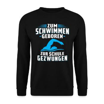 Zum schwimmen geboren zur schule gezwungen - Unisex Pullover - Schwarz - Vorne - Alina (178cm) & Michal (187cm)