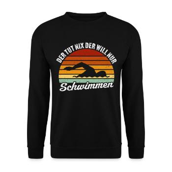 der tut nix der will nur schwimmen schwimmer - Unisex Pullover - Schwarz - Vorne - Alina (178cm) & Michal (187cm)